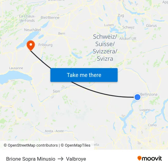 Brione Sopra Minusio to Valbroye map