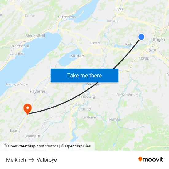 Meikirch to Valbroye map