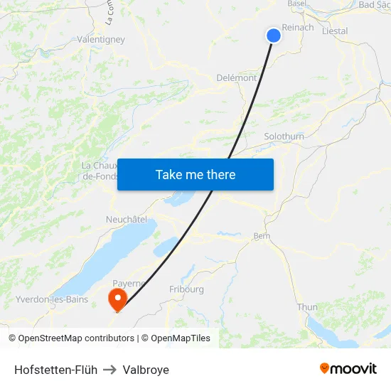 Hofstetten-Flüh to Valbroye map