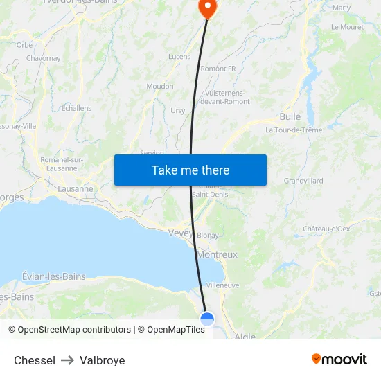 Chessel to Valbroye map