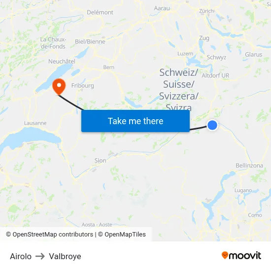 Airolo to Valbroye map