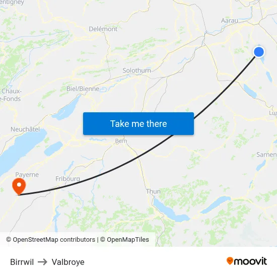 Birrwil to Valbroye map