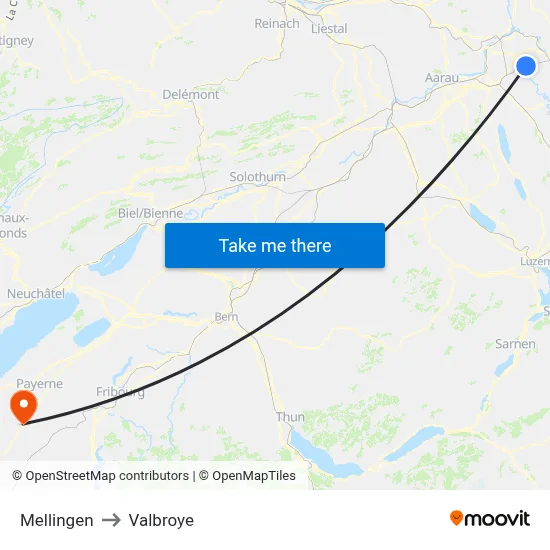 Mellingen to Valbroye map
