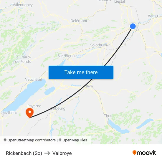 Rickenbach (So) to Valbroye map