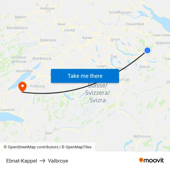 Ebnat-Kappel to Valbroye map