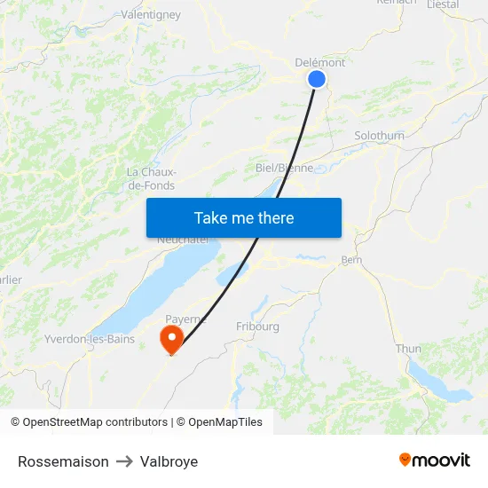 Rossemaison to Valbroye map