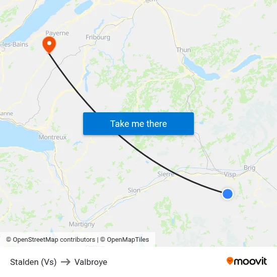 Stalden (Vs) to Valbroye map