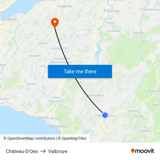 Château-D'Oex to Valbroye map