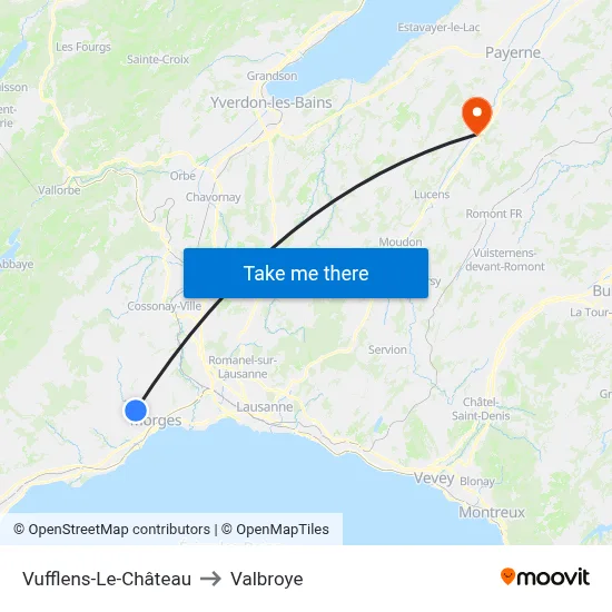 Vufflens-Le-Château to Valbroye map