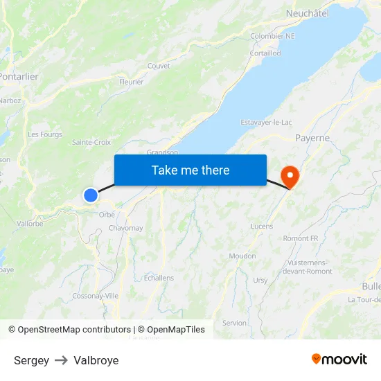 Sergey to Valbroye map