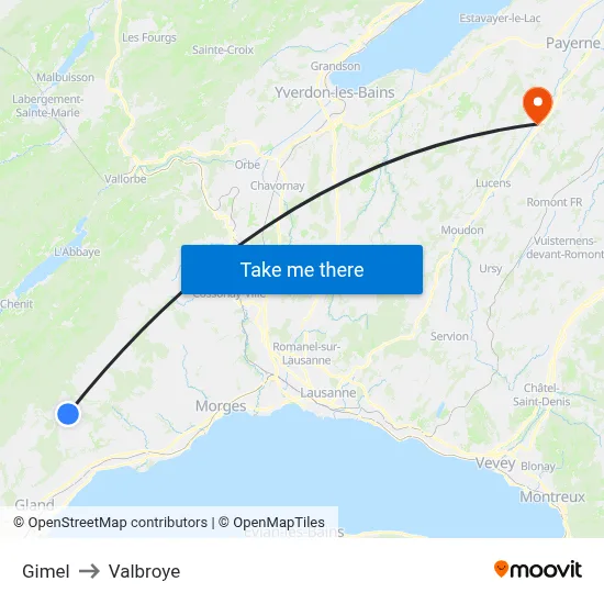 Gimel to Valbroye map