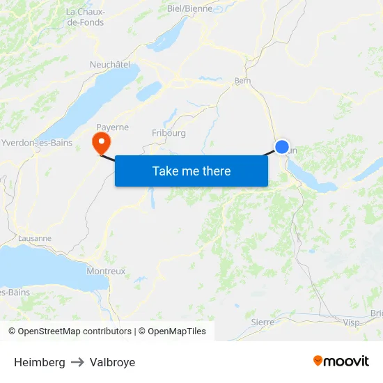 Heimberg to Valbroye map