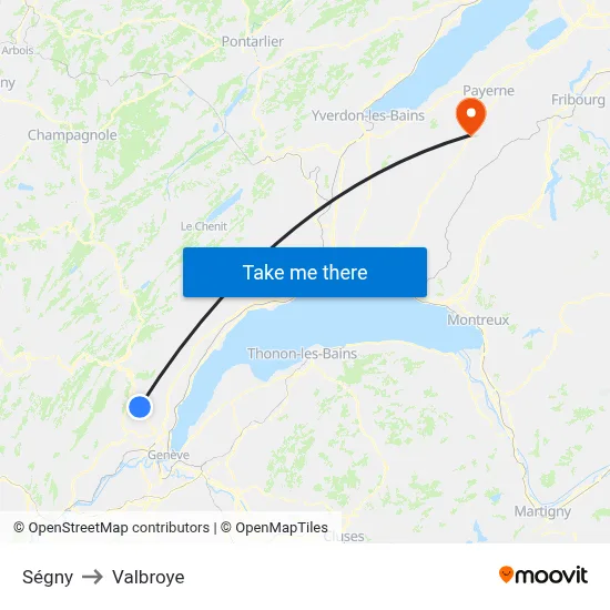 Ségny to Valbroye map