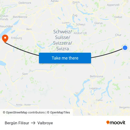 Bergün Filisur to Valbroye map
