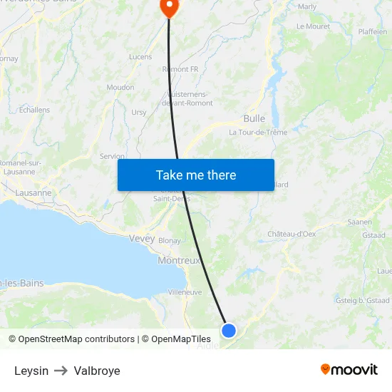 Leysin to Valbroye map