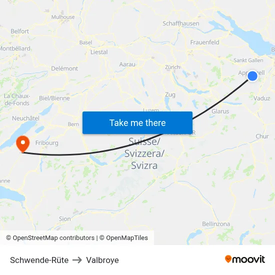 Schwende-Rüte to Valbroye map