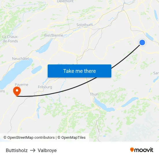 Buttisholz to Valbroye map