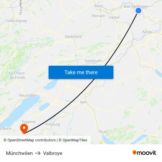 Münchwilen to Valbroye map