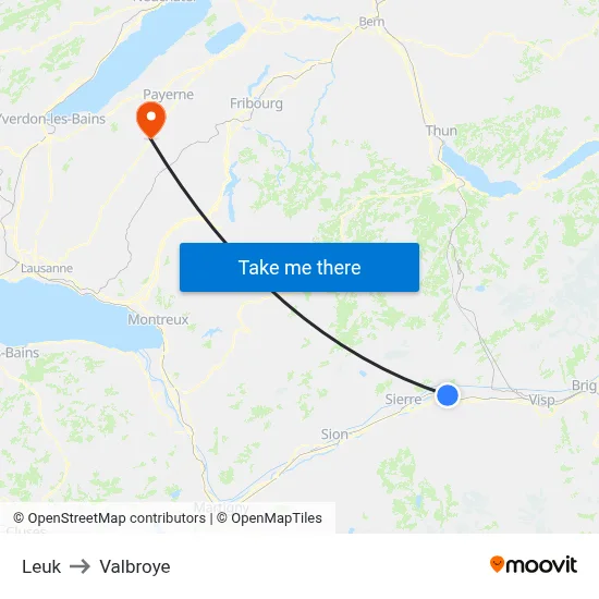 Leuk to Valbroye map
