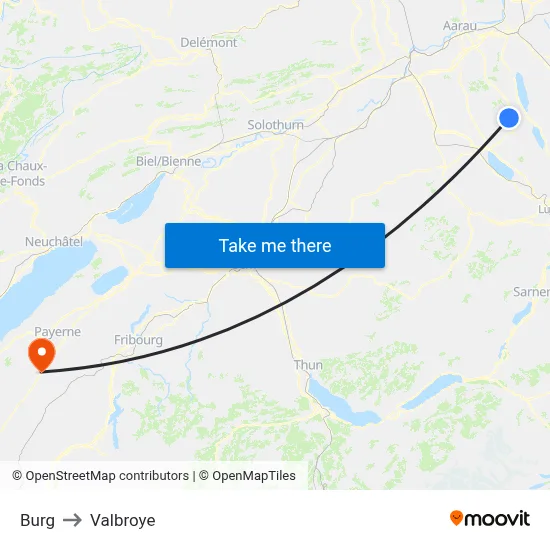 Burg to Valbroye map
