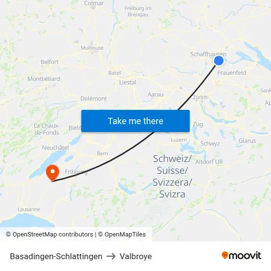 Basadingen-Schlattingen to Valbroye map