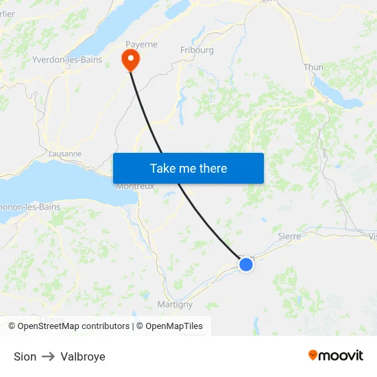 Sion to Valbroye map