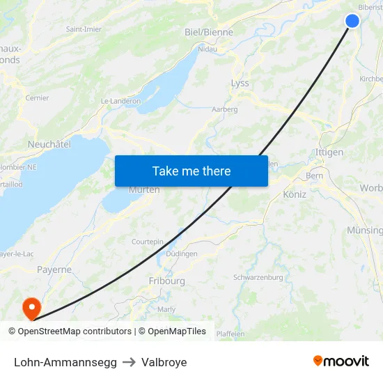 Lohn-Ammannsegg to Valbroye map