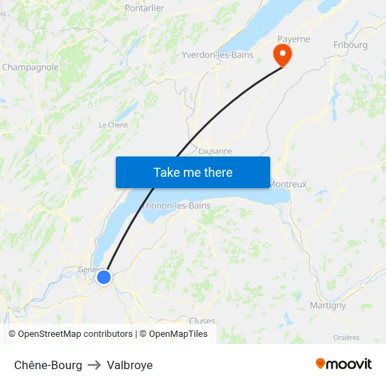 Chêne-Bourg to Valbroye map
