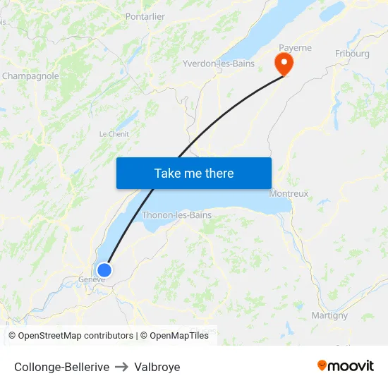 Collonge-Bellerive to Valbroye map