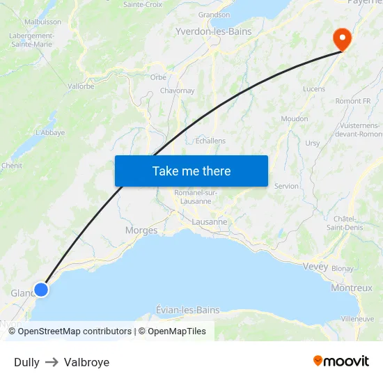 Dully to Valbroye map