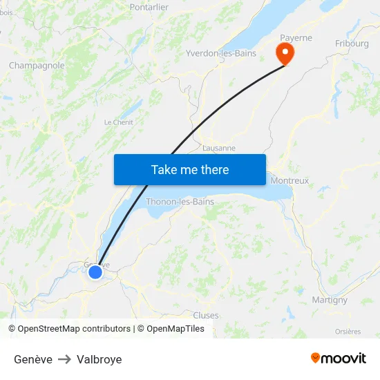 Genève to Valbroye map