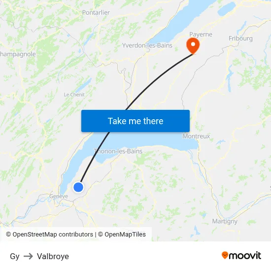 Gy to Valbroye map