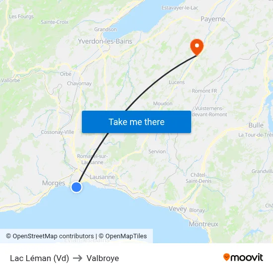 Lac Léman (Vd) to Valbroye map