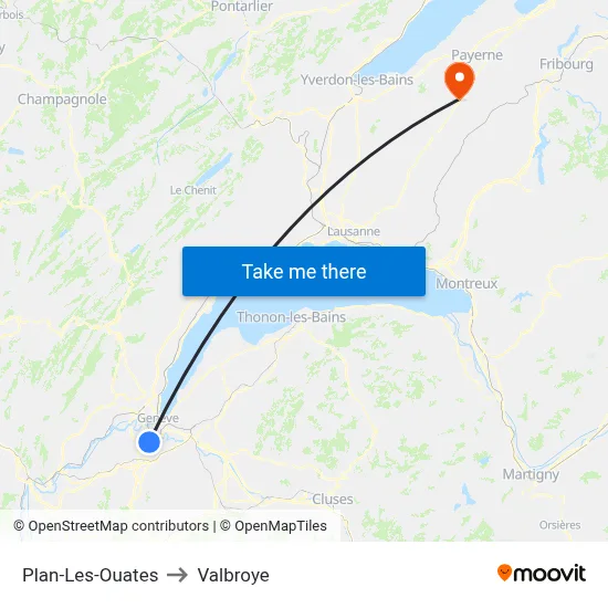 Plan-Les-Ouates to Valbroye map