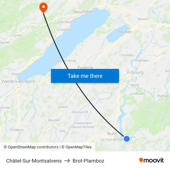 Châtel-Sur-Montsalvens to Brot-Plamboz map