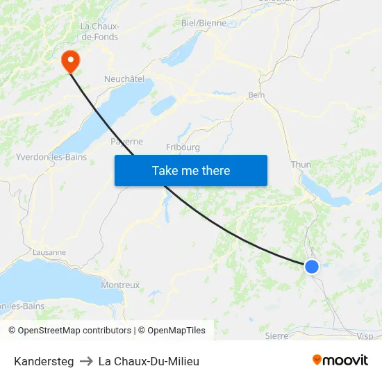 Kandersteg to La Chaux-Du-Milieu map