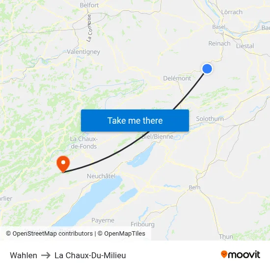 Wahlen to La Chaux-Du-Milieu map