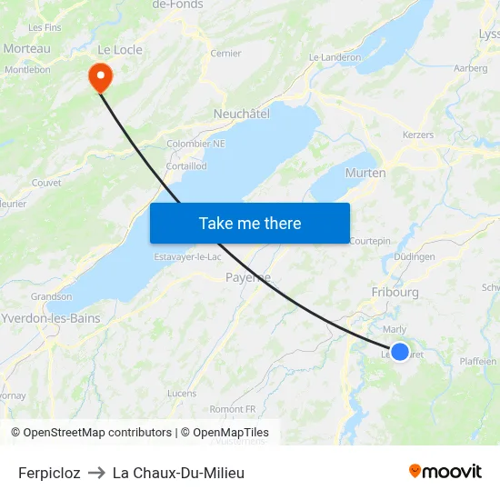 Ferpicloz to La Chaux-Du-Milieu map