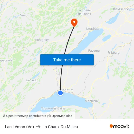 Lac Léman (Vd) to La Chaux-Du-Milieu map