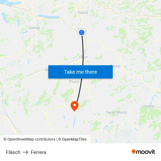 Fläsch to Ferrera map
