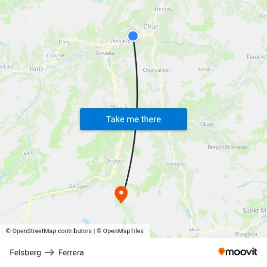 Felsberg to Ferrera map