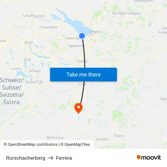 Rorschacherberg to Ferrera map
