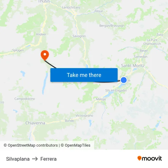 Silvaplana to Ferrera map