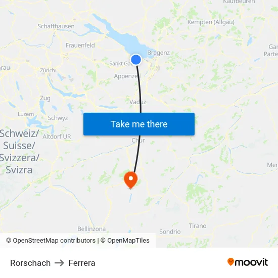 Rorschach to Ferrera map