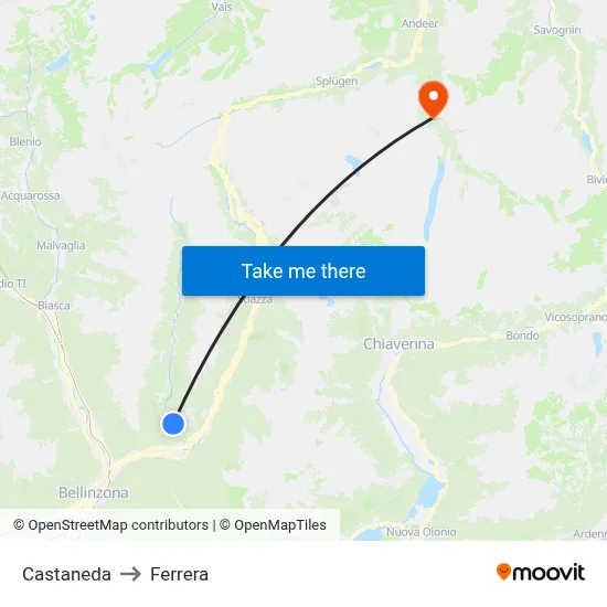 Castaneda to Ferrera map