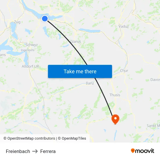 Freienbach to Ferrera map
