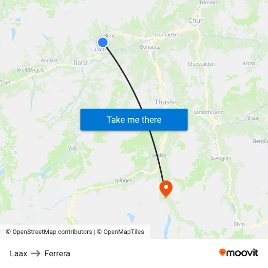 Laax to Ferrera map
