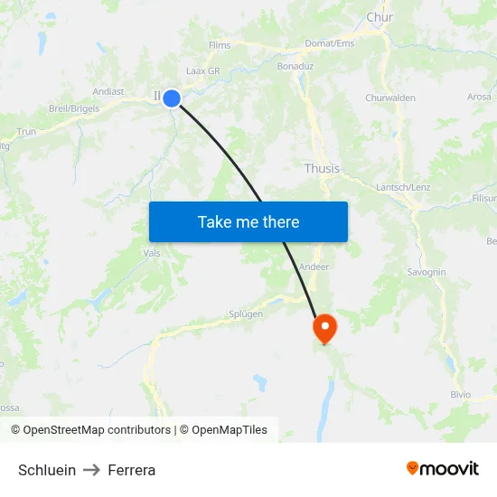 Schluein to Ferrera map