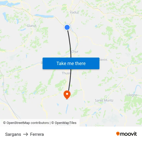 Sargans to Ferrera map