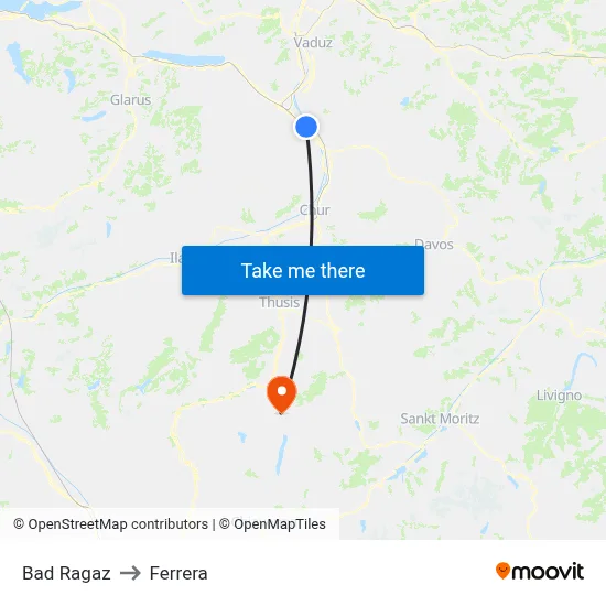 Bad Ragaz to Ferrera map